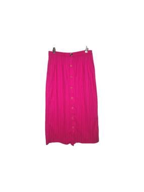 Vintage Halston III 3 Skirt Magenta Button Up Knit Stripe 50/50 Cotton Usa Made